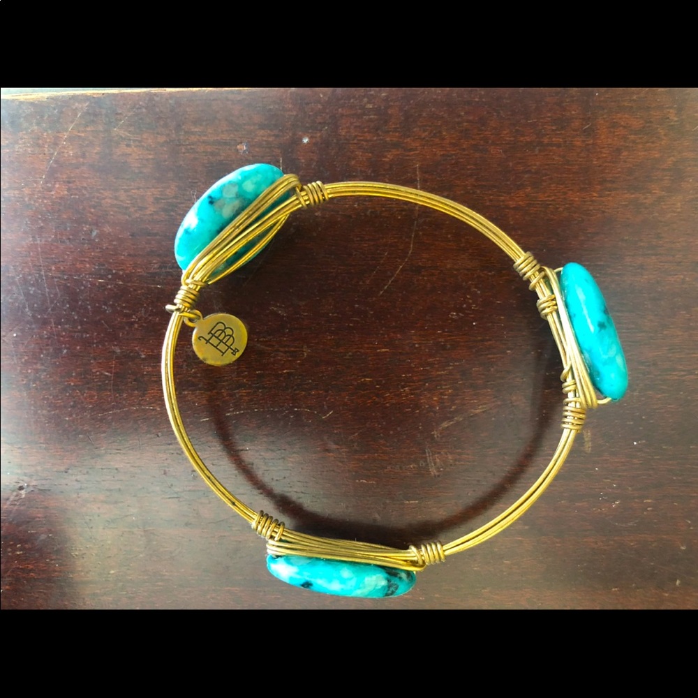 Bourbon and Bowties Turquoise and Gold Bangle
